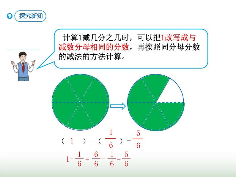 人教版三年级数学上册第八单元第五课时计算1减几分之几课时课件第5页