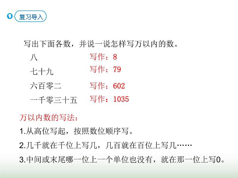 人教版四年级数学上册第一单元第三课时亿以内数的写法课件第2页