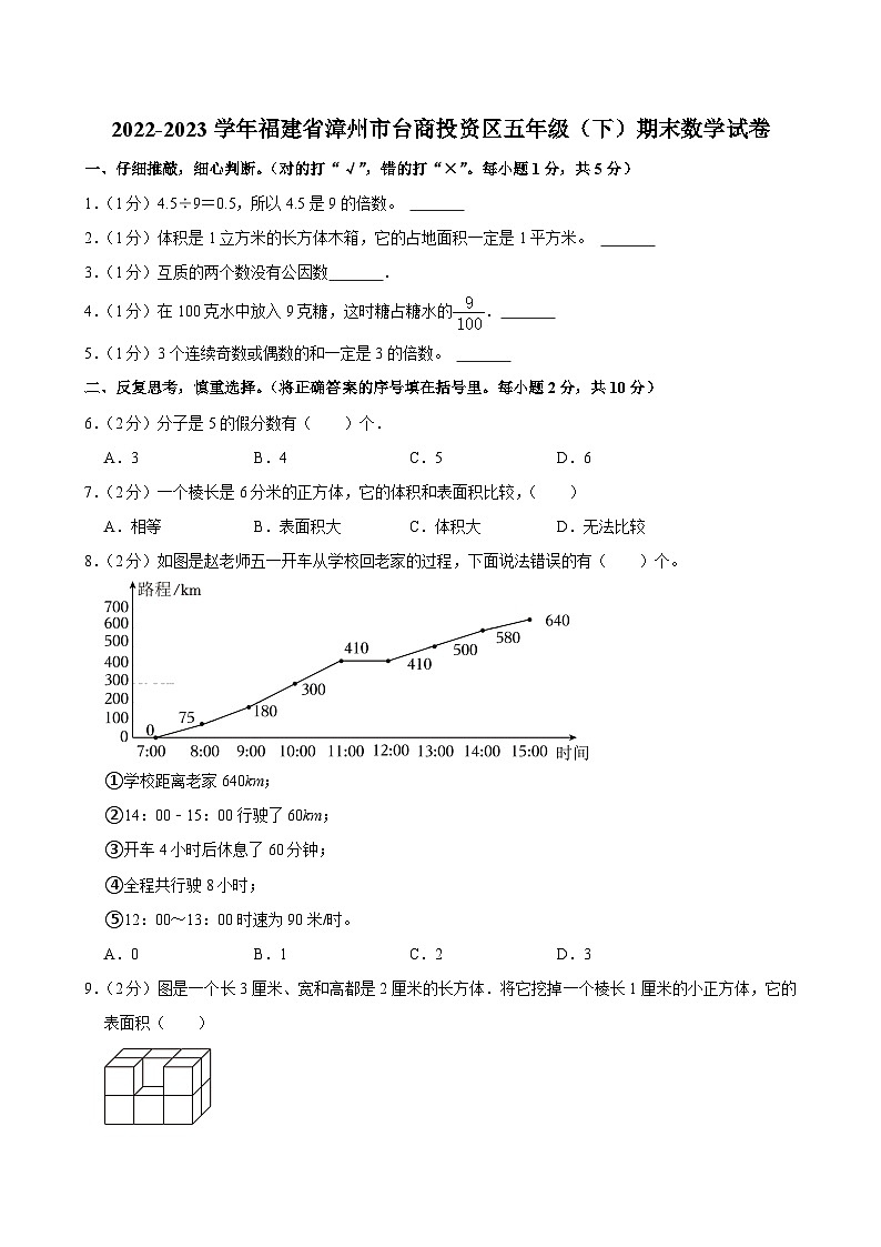 2022-2023学年福建省漳州市台商投资区五年级（下）期末数学试卷01