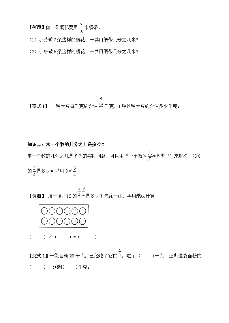 苏教版小学数学六上第二单元分数乘法单元期中复习举一反三题型总结（知识点+例题+变式题）（教师版+学生版）03