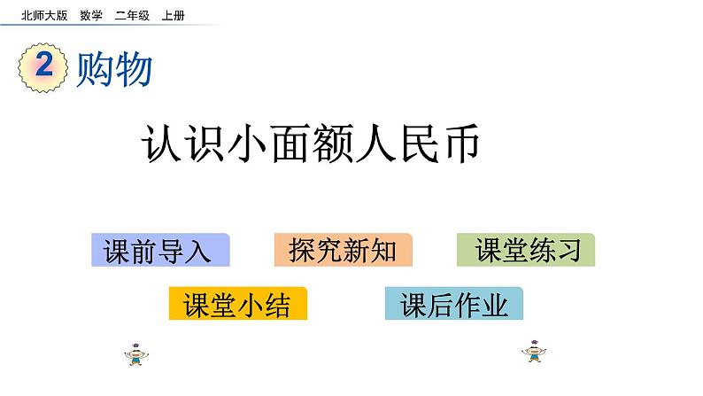 2.1 认识小面额人民币（课件）-2024-2025学年北师大版二年级数学上册第1页