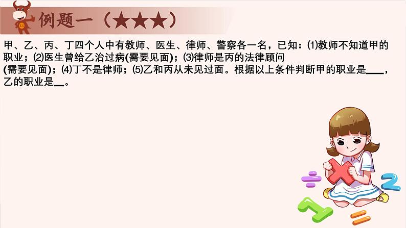 6、逻辑推理之列表法、假设法例-2024-2025学年度小学四年级奥数 全套教学课件PPT  陕西人民教育出版社02