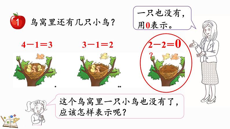 2024年冀教版新教材一年级数学上册1.3 0的认识和加减课件04