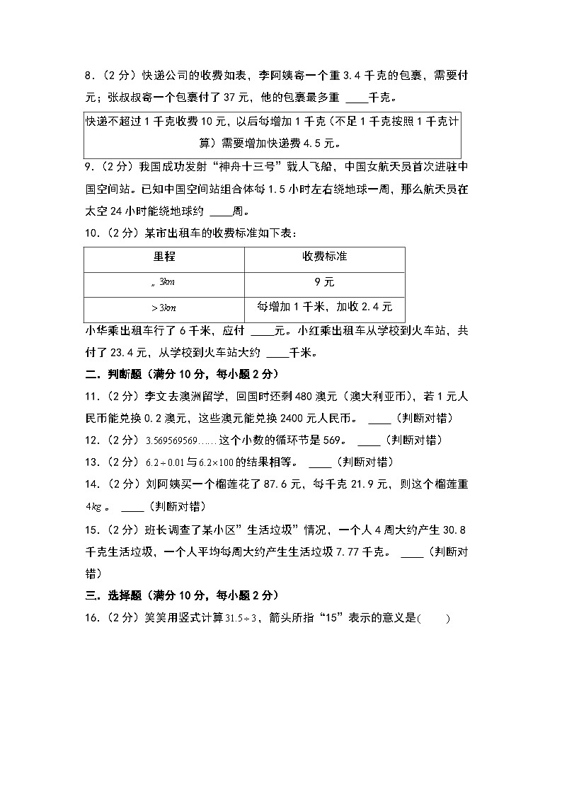 人教版2024-2025学年五年级上册数学易错专项特训（拔高卷）第三单元小数除法高频易错拔高卷（原卷版+解析版）02