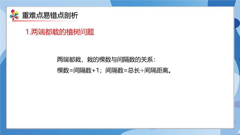 人教版小学数学五年级上册第7单元《植树问题》单元复习课件04