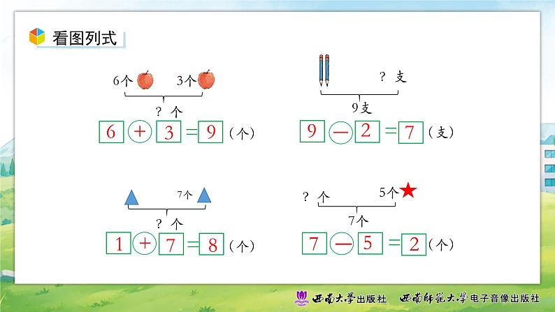 小学数学新西师版一年级上册第二单元 0~9的加减法《整理与复习》第2课时教学课件（2024秋）05