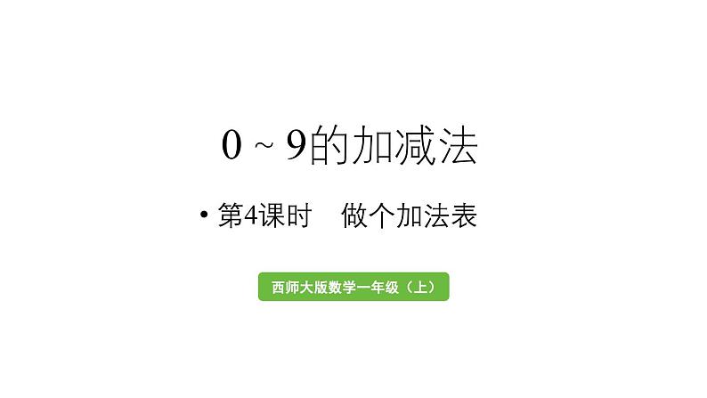 小学数学新西师版一年级上册第二单元0～9的加减法第4课时《做个加法表》教学课件（2024秋）01