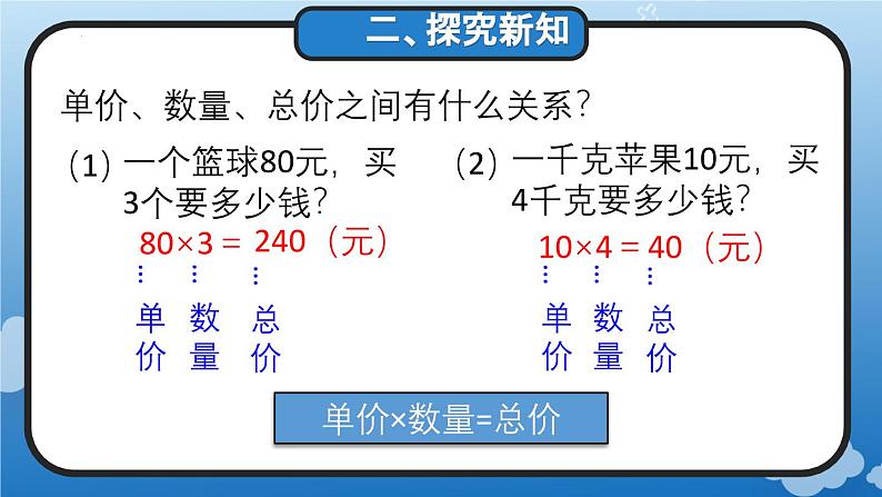 4.4 单价、数量与总价的关系(教学课件)四年级数学上册人教版第8页