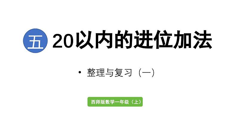 小学数学新西师版一年级上册第五单元20以内的进位加法第6课时《整理与复习（一）》教学课件（2024秋）第1页