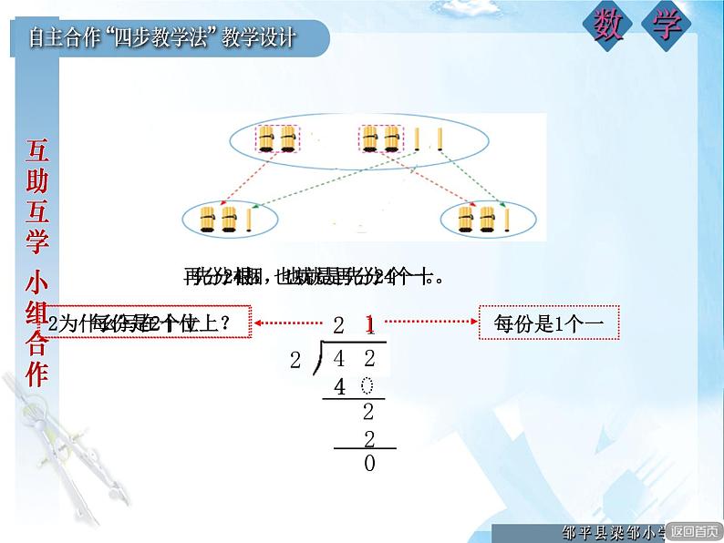 青岛版（六三制）数学三年级上册 二 快乐大课间——两位数除以一位数笔算课件第4页