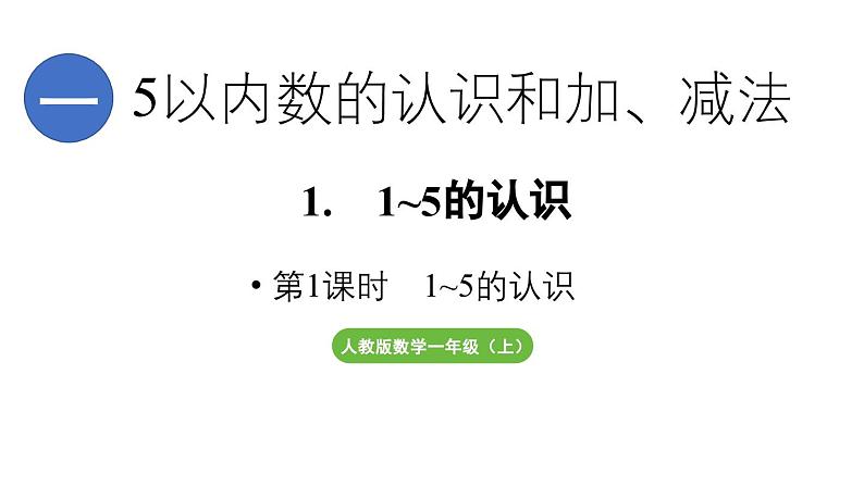 小学数学新人教版一年级上册第一单元1~5的认识第1课时《1~5的认识》教学课件（2024秋）第1页