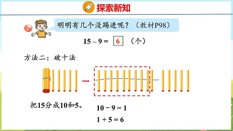 5.4 十几减9（课件）-2024-2025学年一年级上册数学青岛版（五四学制2024）06