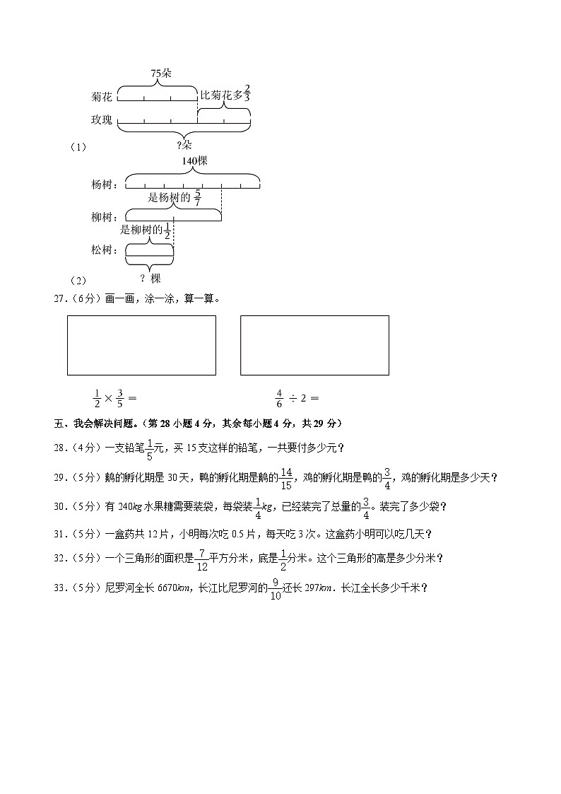 山东省临沂市郯城县褚墩镇兰山小学2023-2024学年六年级上学期月考数学试卷（11月份）03