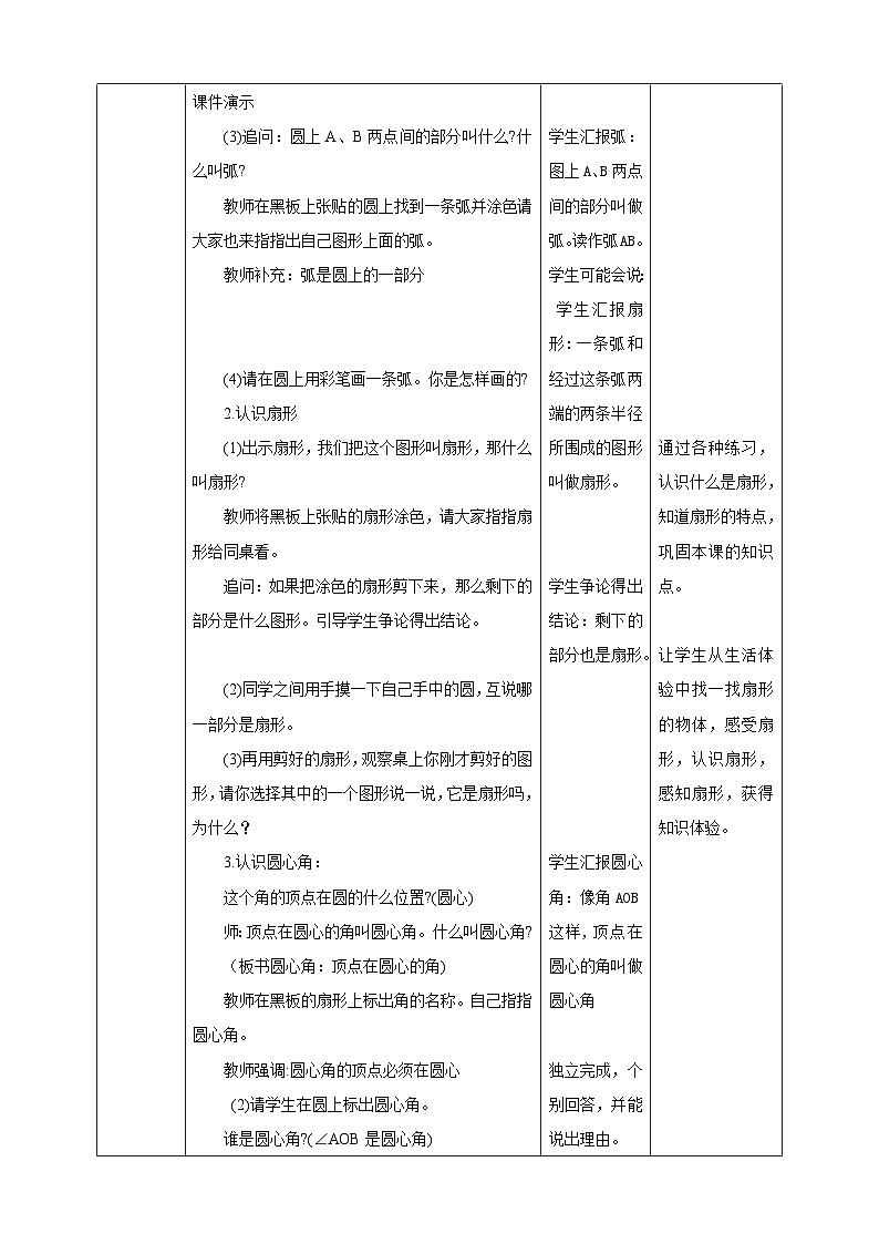 冀教版小学数学六年级上册教案1.4《扇形》第2页