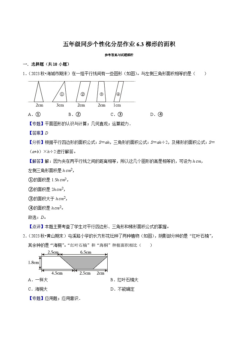6.3梯形的面积（基础作业）2024-2025学年五年级上册数学人教版（含解析）第3页