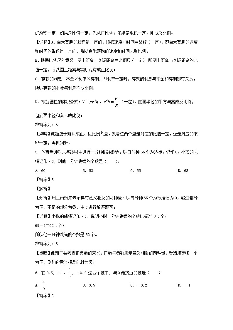 2020-2021学年北京市燕山地区六年级下册期末数学试卷及答案(人教版)第3页