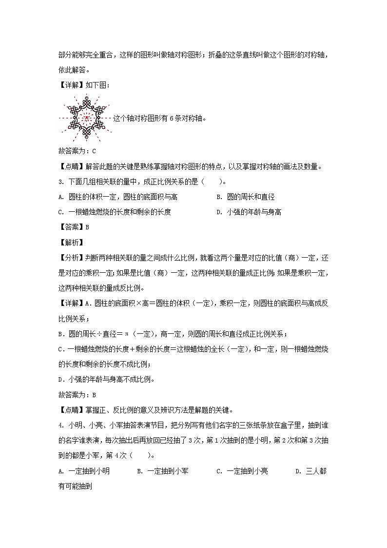 2021-2022学年北京市大兴区六年级下册期末数学试卷及答案(人教版)第2页