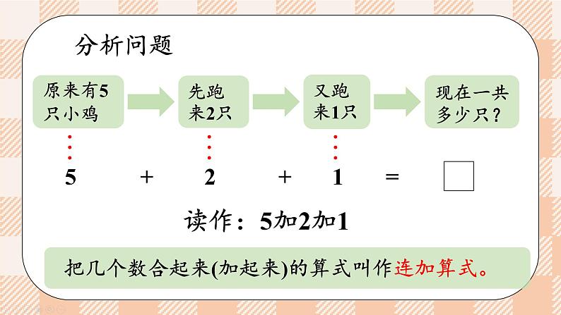 小学数学一年级上册【人教版】PPT上课课件 二 6~10的认识和加、减法 3. 10的认识和加减法 第4课时 连加、连减PPT课件第4页