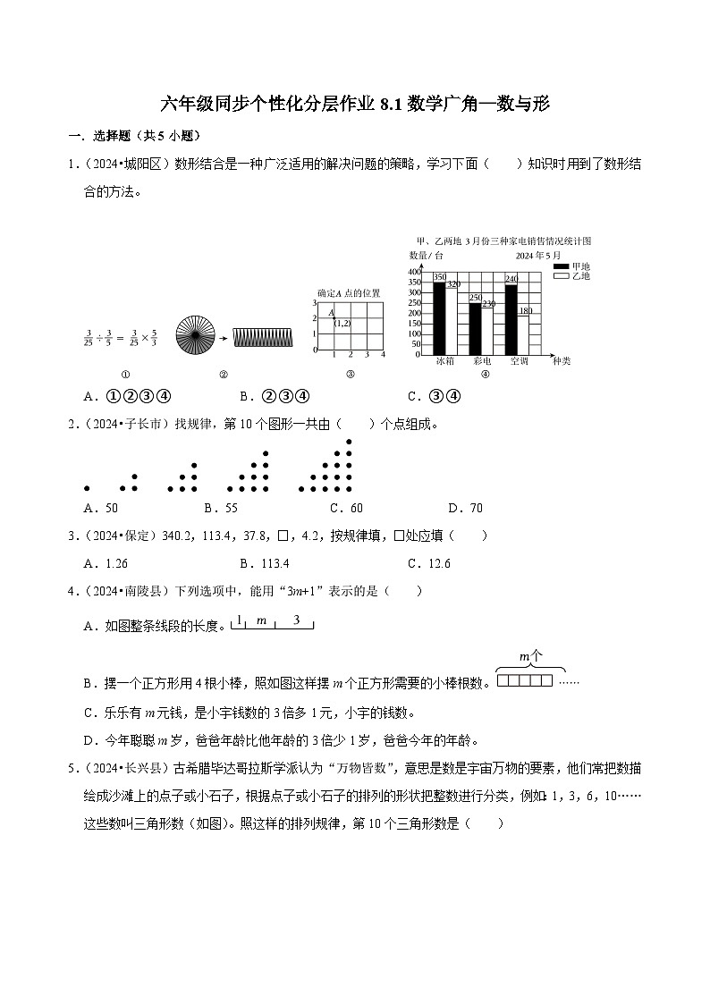 8.1数学广角—数与形（进阶作业）2024-2025学年六年级上册数学 人教版（含解析）第1页