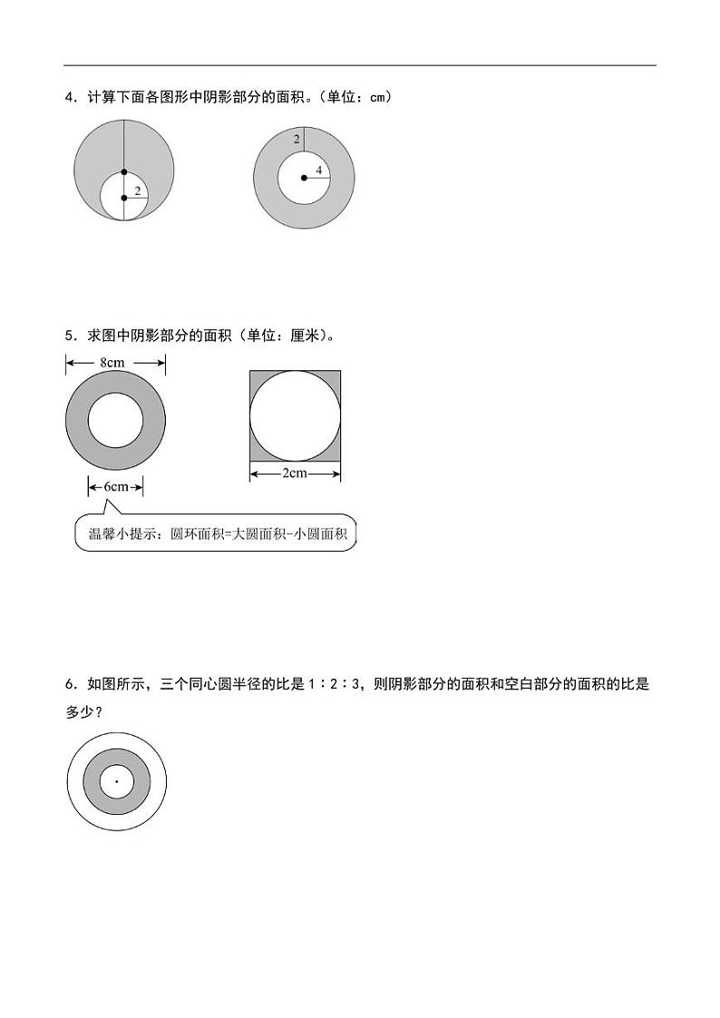 圆（圆环的面积）-2024-2025学年六年级上册数学计算大通关（人教版）第2页