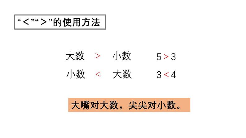 小学数学新西师版一年级上册第一单元第二课比较第2课时《“＞”“＜”“=”的理解及书写》教学课件2（2024秋）第6页