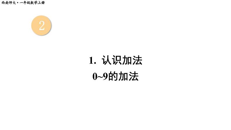 小学数学新西师版一年级上册第二单元第一课认识加法第二课时《0~9的加法》教学课件2（2024秋）01