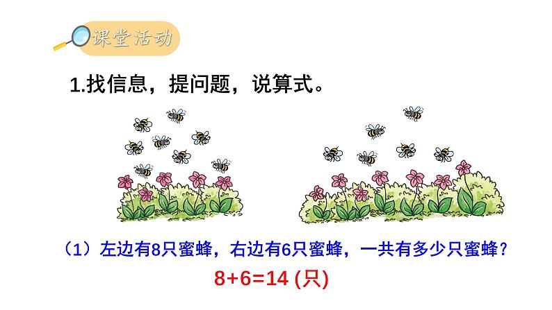 小学数学新西师版一年级上册第五单元20以内的进位加法第五课时《解决问题》教学课件2（2024秋）第4页