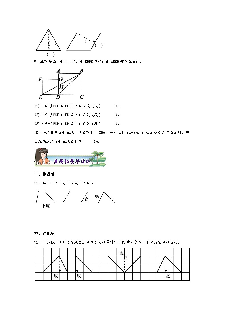 北师大版五年级上册数学分层作业设计 4.2  认识底和高（附参考答案）第3页