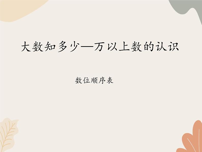 青岛版（六三制）数学四年级上册一 大数知多少—万以上数的认识-数位顺序表_课件第1页