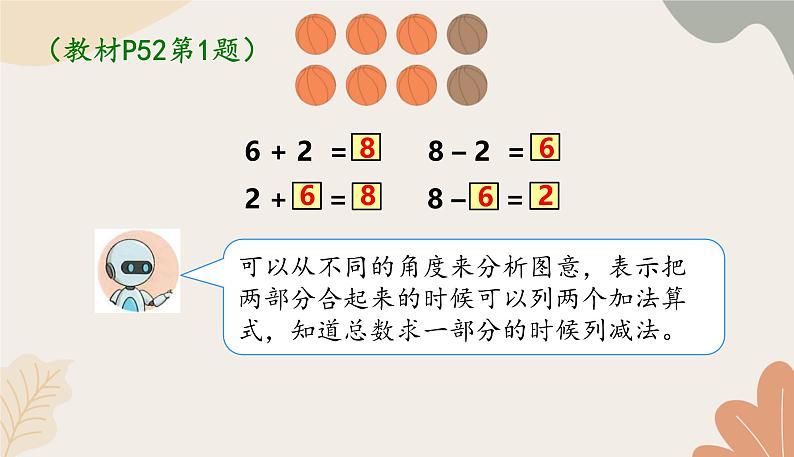 人教版（2024秋）数学一年级上册 第二单元 6~10的认识和加、减法课时三  8和9的加、减法练习课课件03