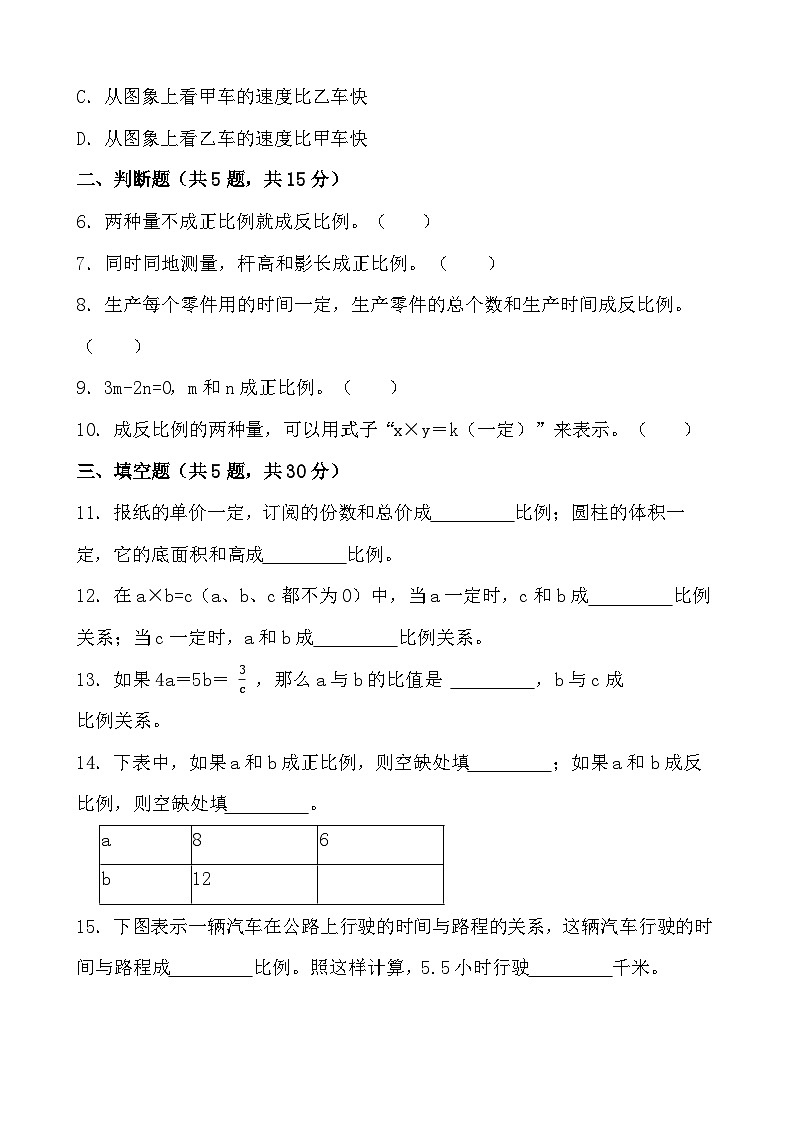 4.2  正比例和反比例 同步练习 人教版数学六年级下册02
