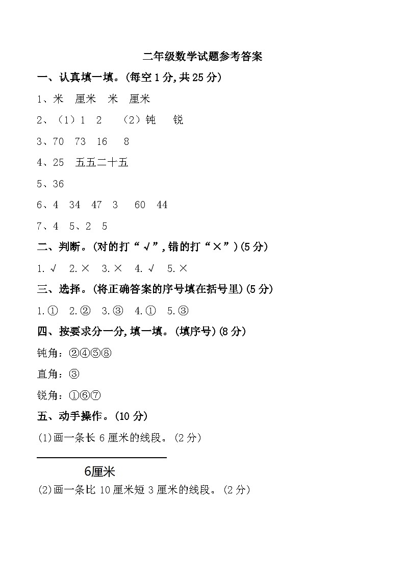 河南省南阳市唐河县多校2024-2025学年二年级上学期期中数学试题01