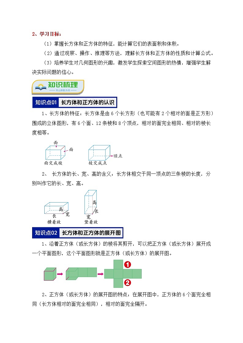 第一单元《长方体和正方体》(计算题篇)单元复习讲义-2024-2025学年六年级数学上册(苏教版)(学生版+解析)第2页