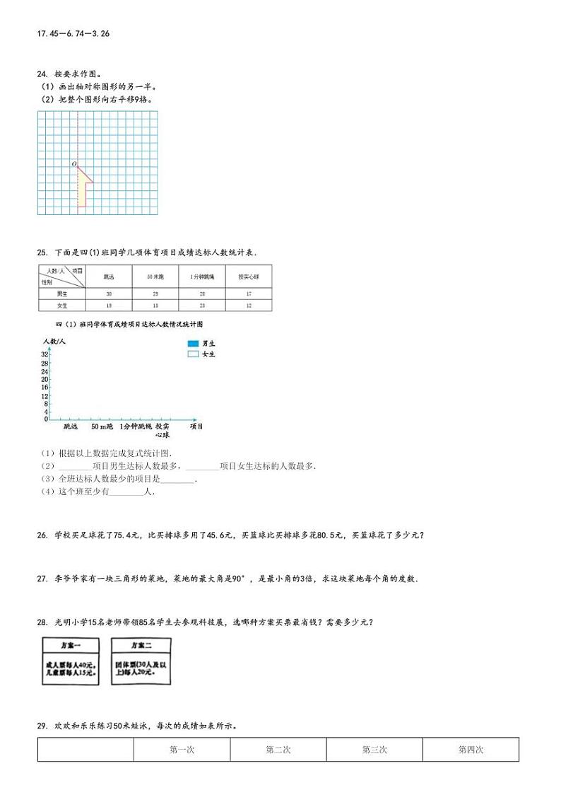 2023～2024学年陕西安康高新区四年级下期末数学试卷(人教版)[原题+解析]第3页
