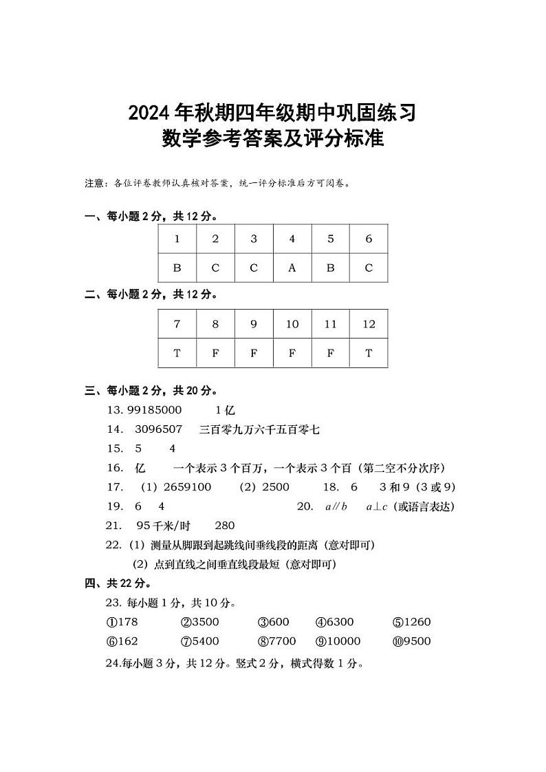 河南省南阳市社旗县2024-2025学年四年级上学期11月期中考试数学试题01
