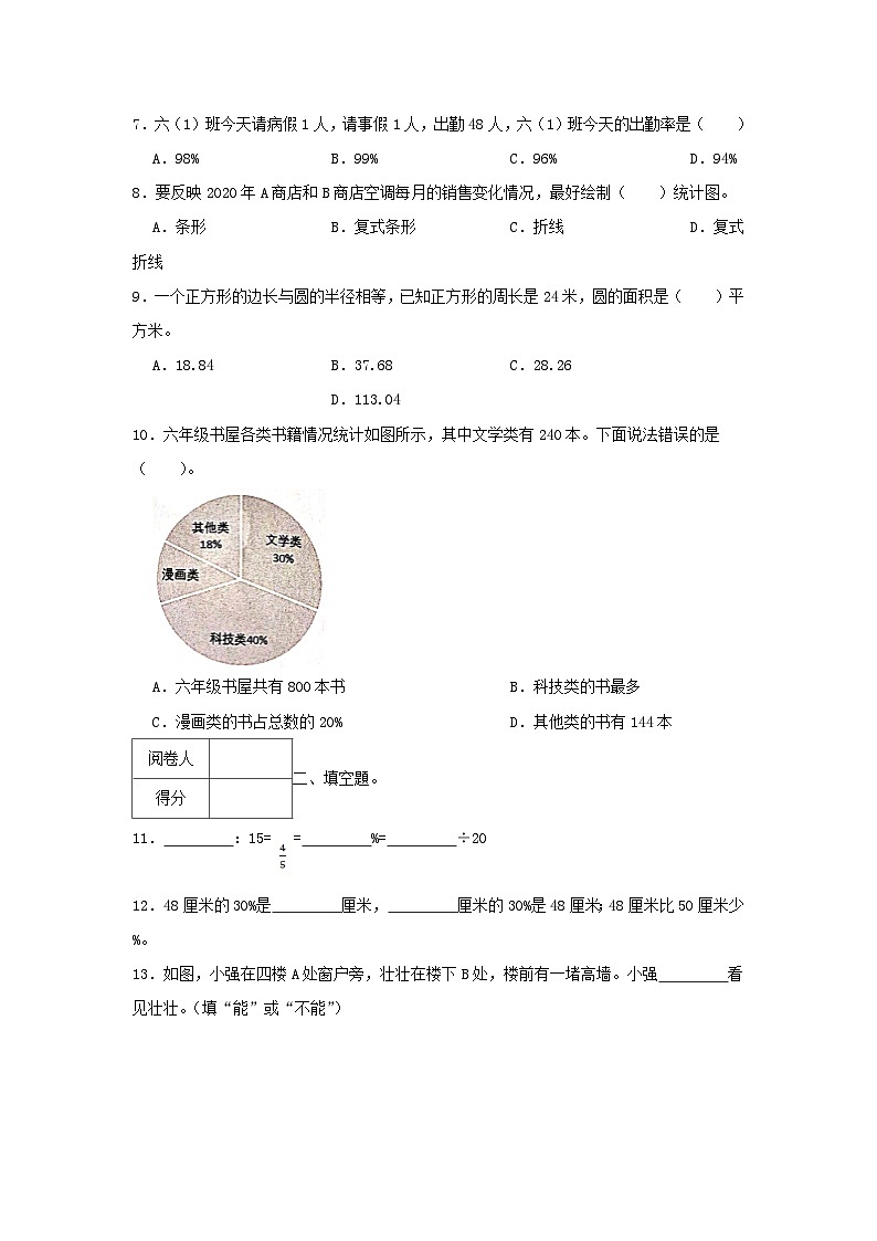 2020-2021学年广东深圳市龙华区六年级上册期末数学试卷及答案第2页