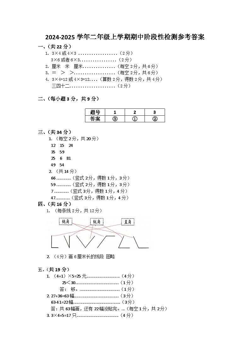 山东省临沂市蒙阴县2024-2025学年二年级上学期期中数学试题01