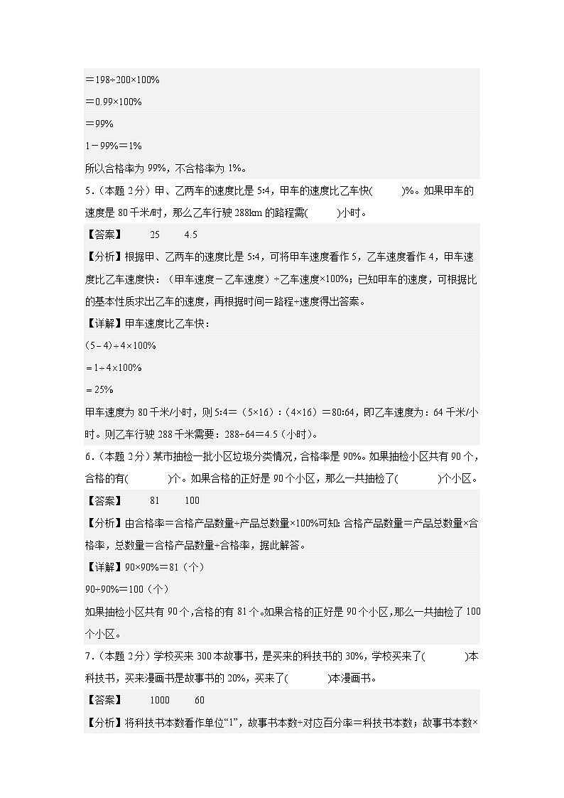 第六单元百分数（一）检测卷【B卷·素养提高卷】-2024-2025学年六年级数学上册典型例题系列（A3+A4+解析卷）人教版03