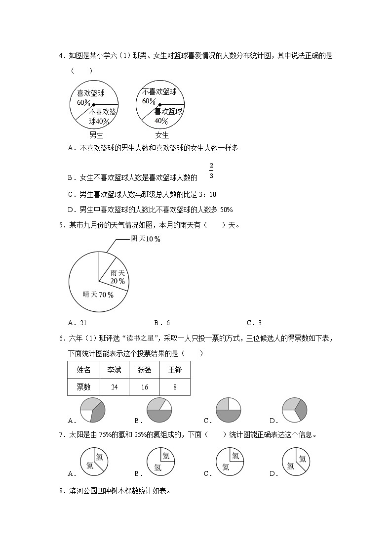 通用版小学数学六年级上册拓展培优讲义专题07结合扇形统计图解决百分数问题（含答案）第2页