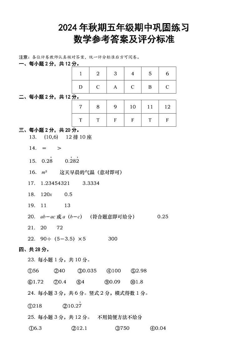 五年级-数学-参考答案第1页