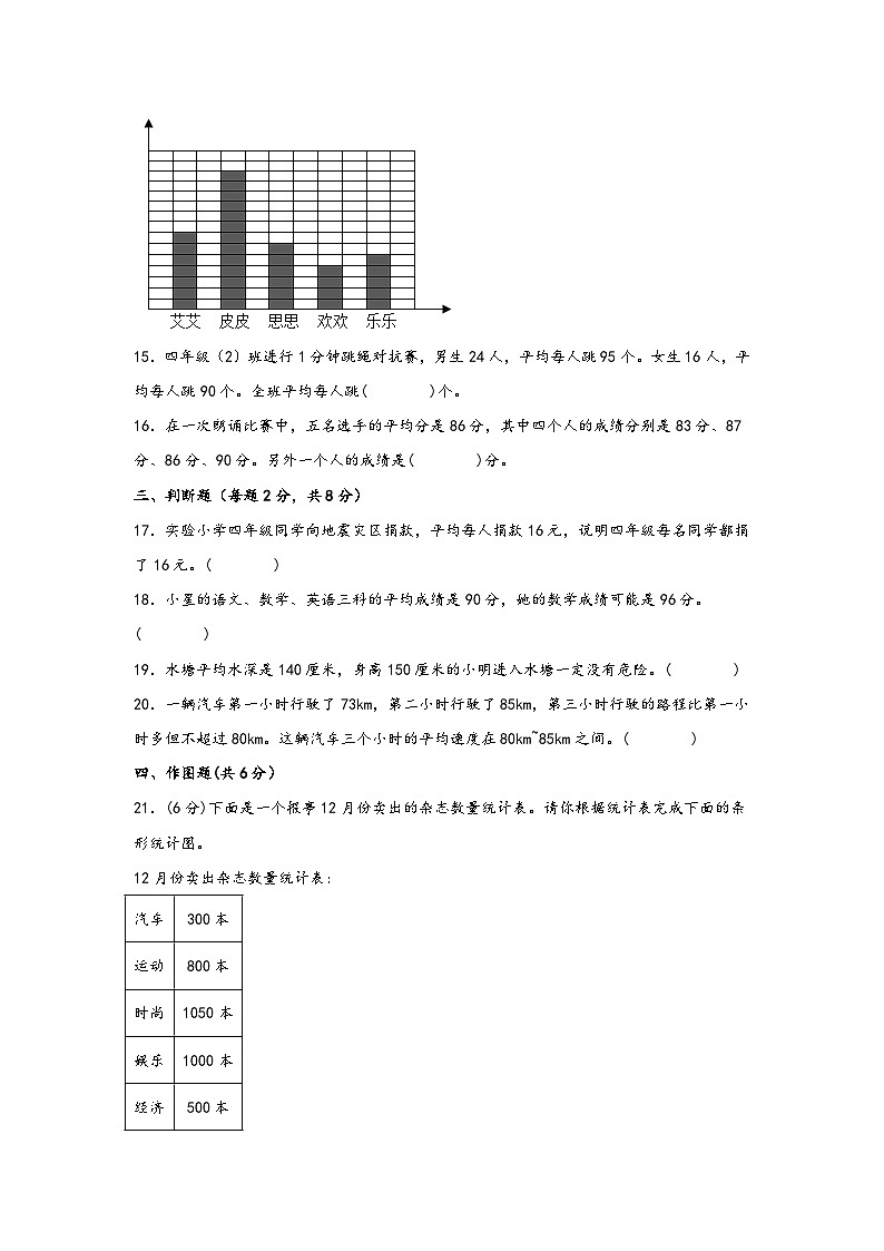 青岛版小学数学四年级下册单元分层训练第八单元 我锻炼 我健康（B卷 能力提升练）（含答案）03