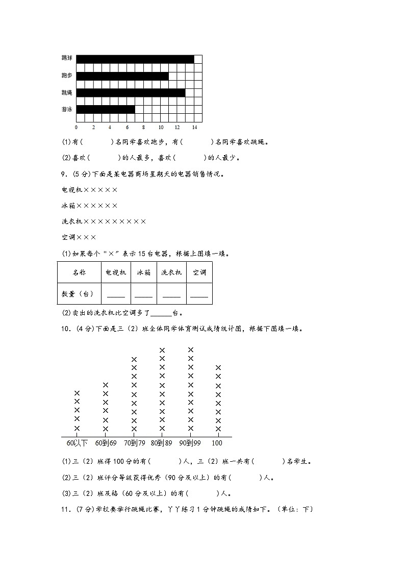 青岛版小学数学三年级下册单元分层训练第八单元 谁长的快（B卷 能力提升练）（含答案）第3页