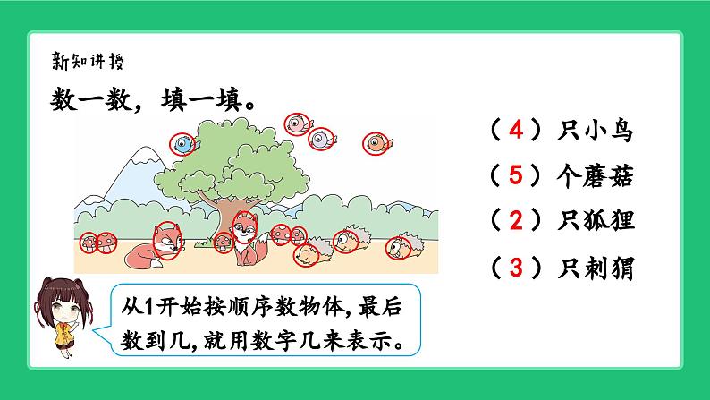 新北师大版小学数学一年级上册第一单元《生活中的数》复习精品课件第6页