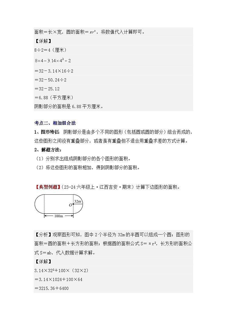 专项突破12、含圆的不规则图形（阴影部分）面积（七大方法）（重难点讲解+方法点拨+同步练习+答案解析）（教师版）-人教版六年级数学上册第2页