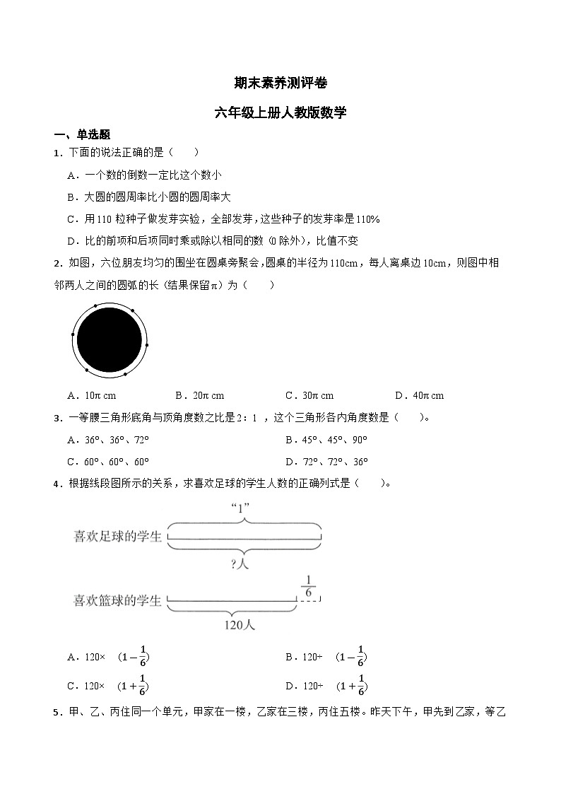 期末素养测评卷（试题）-2024-2025学年六年级上册数学人教版 (03)第1页