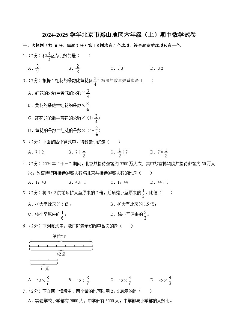 北京市燕山地区2024-2025学年六年级上学期期中数学试卷第1页