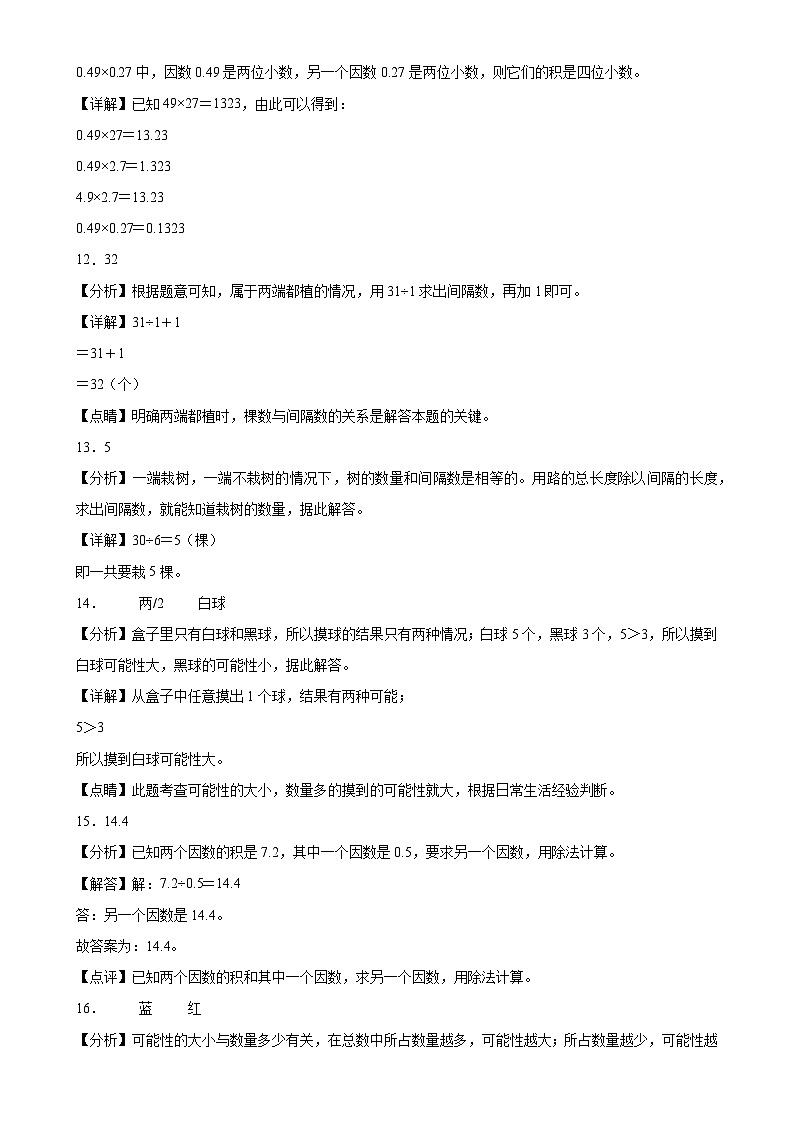 期末培优高频易错押题卷(试题)-2024-2025学年五年级上册数学人教版解析版-A4第3页