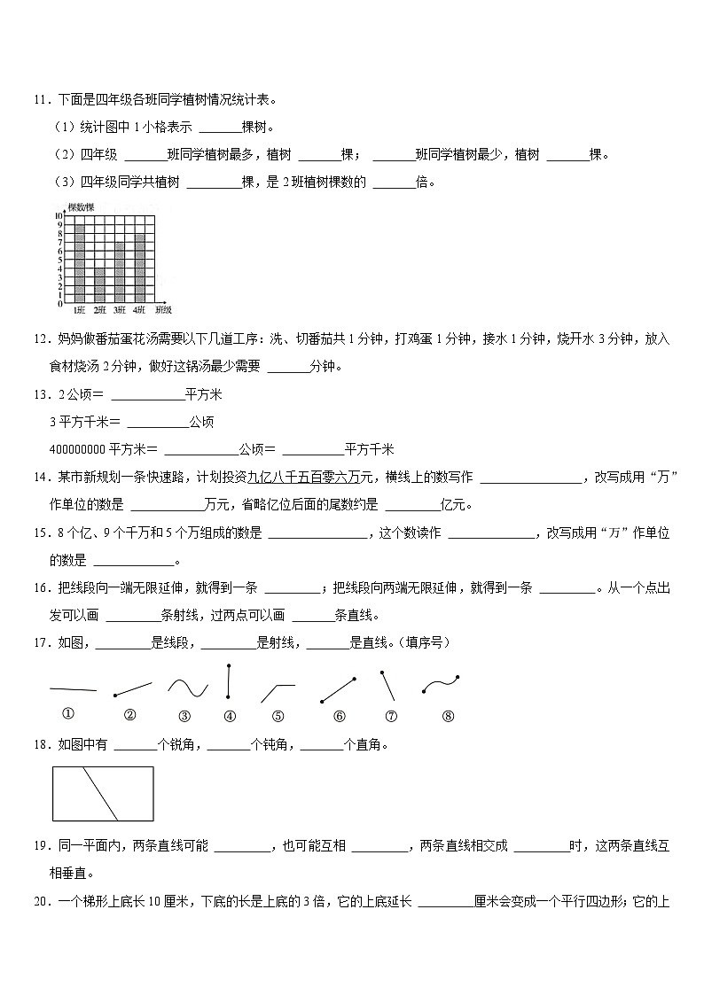 期末复习试题（试题）-2024-2025学年四年级上册数学人教版第2页