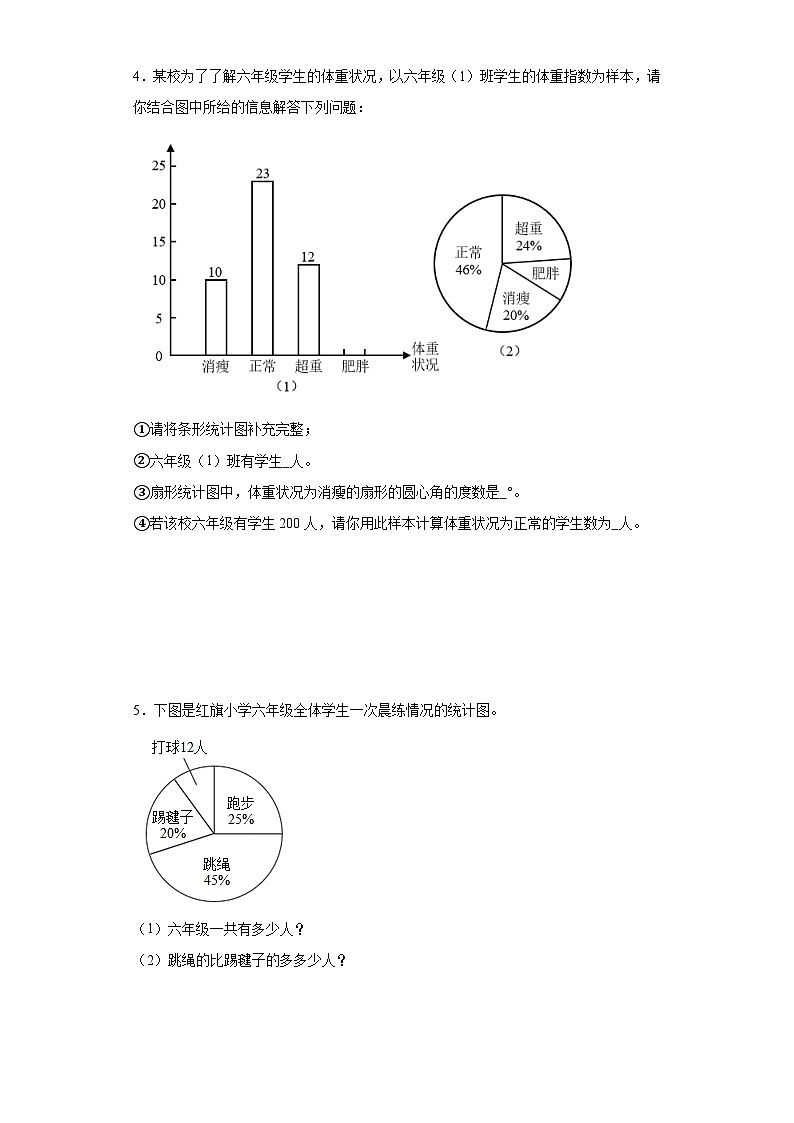（期末提升讲义）扇形统计图解决问题（考点精讲+典题精练）-2024-2025学年六年级上册数学高频易错期末必刷卷（人教版）第3页