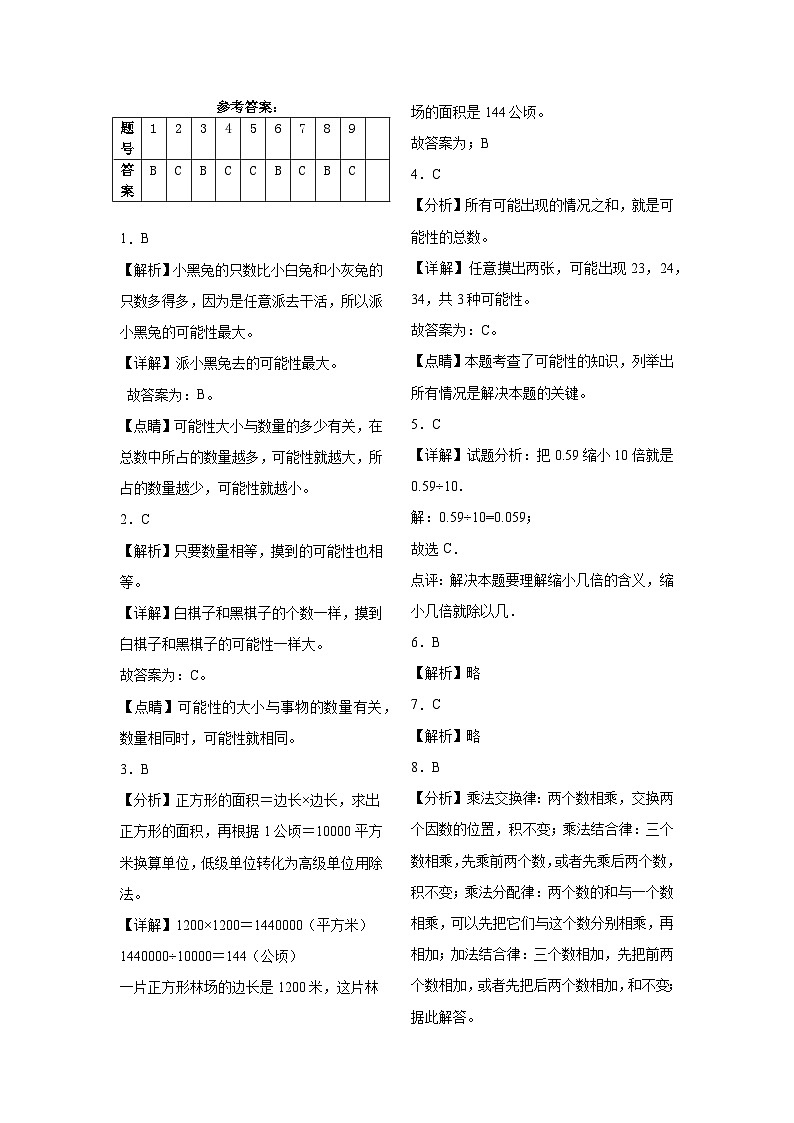 期末测试（试题）-2024-2025学年五年级上册数学冀教版第3页